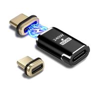IVIVTOR Adattatore magnetico USB C, 240 W, USB-C 24 pin, connettore magnetico di tipo C, 80 Gbps, ricarica rapida e trasferimento dati per laptop, tablet, telefoni cellulari, smartphone, nero grafite