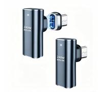 IVIVTOR Adattatore magnetico USB C 90 gradi - 2 pezzi 240 W USB-C magnetico adattatore 24 pin - tipo c spina magnetica 80 Gbps 8 K ricarica rapida e trasferimento dati per laptop, tablet, cellulare