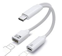 IVIVTOR Adattatore USB-C OTG - Splitter Cavo 2 in 1 con Ricarica Rapida PD 100W & USB-A 2.0 per Laptop Tablet Telefono - Bianca