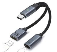 IVIVTOR Adattatore USB-C OTG - Splitter Cavo 2 in 1 con Ricarica Rapida PD 100W & USB-A 2.0 per Laptop Tablet Telefono - Grigio