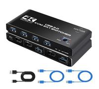 IVIVTOR HDMI KVM Switch: 2 PC 1 monitor 4K60Hz USB Switcher con 4 porte USB-3.0 per la condivisione di tastiera, mouse, stampante, scanner