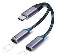 IVIVTOR Splitter Caricabatterie Cuffie USB-C - Adattatore Audio e 100W Diricarica Rapida cavo 2 in 1 per telefoni e dispositivi di tipo C