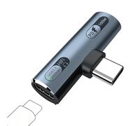 IVIVTOR USB-C Caricabatterie Cuffie Adattatore - 2 in 1 Adattatore Audio & Ricarica Rapida da 100W per Dispositivi di Tipo C come Laptop Tablet Smartphone - Grigio