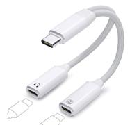 IVIVTOR USB-C Caricabatterie Cuffie Splitter - 2 in 1 Adattatore Audio & Ricarica Rapida da 100W per Dispositivi di Tipo C come Laptop Tablet Smartphone - Bianco