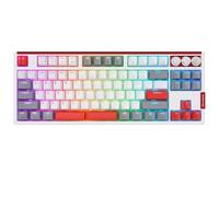 IVLAZLRG Tastiera da gioco a interruttore ottico cablato con retroilluminazione RGB scambiabile calda e 3 manopole compatibili con QMK tramite e keycaps traslucidi PBT(Brown Tactile Switch)