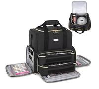 IVODEELA Borsa Porta Smalti per 80 bottiglie(15 ml-0,5 fl.oz) e una lampada per unghie UV,Doppio Strato Valigetta Porta Smalti con due borse rimovibili,Nero (Solo Borsa)