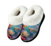 Ivolege Coral Reef & Sea Turtle House Pantofole da donna | Pantofole soffici, pantofole antiscivolo e chiuse in memory foam, lavabili in lavatrice, comode pantofole per interni ed