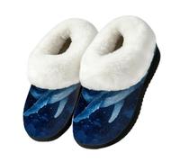 Ivolege Pantofole da donna a forma di balena blu stellato | Pantofole soffici, pantofole antiscivolo e chiuse in memory foam, lavabili in lavatrice, comode pantofole per interni ed