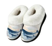 Ivolege Pantofole da donna a forma di balena, madre e vitello | Pantofole soffici, pantofole antiscivolo e chiuse in memory foam, lavabili in lavatrice, comode pantofole per interni ed