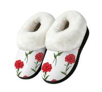 Ivolege Pantofole da donna con garofano rosso | Pantofole soffici, pantofole antiscivolo e chiuse in memory foam, lavabili in lavatrice, comode pantofole per interni ed