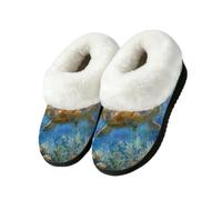 Ivolege Tartaruga marina acquerello con luce solare Casa pantofole per le | Pantofole soffici, pantofole antiscivolo e chiuse in memory foam, lavabili in lavatrice, comode pantofole per interni ed