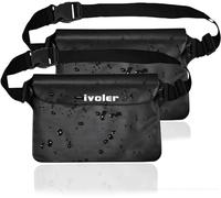 iVoler [2 Pezzi] Borsa Impermeabile Custodia Impermeabile con Cintura Vita per Cellulari, Fotocamera, Portafoglio, Sacca Impermeabile Marsupio per Sport Pesca Vela Escursione (Nero+Nero)