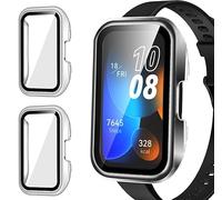 iVoler 2 Pezzi Cover per Huawei Band 10 / Huawei Band 9 / Huawei Band 8 con Vetro Temperato, Copertura Completa Sottile Custodia Trasparente Rigida PC, HD Clear Pellicola Protettiva Anti-Graffio Case