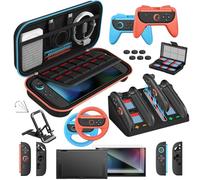 iVoler 22 in 1 Kit di Accessori per Nintendo Switch 2 - Include Custodia per Trasporto, Controller Charging Dock, Cover Protettiva, Pellicole Protettive, Volanti, Impugnature, Supporto, ecc - Nero
