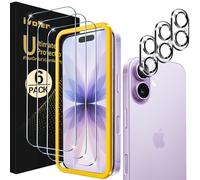 iVoler 3+3 Pezzi Vetro Temperato per iPhone 17 6.3", 3 Pezzi Pellicola Protettiva Anti Graffio con 3 Pezzi Pellicola Fotocamera e Strumento di Installazione Facile, HD Chiaro, Senza Bolle