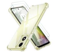 iVoler 3 in 1 Cover per Motorola Moto E14 / G04 / G04S / G24 / G24 Power con 2 Pezzi Pellicola Vetro Temperato, Trasparente Antiurto Custodia, Sottile Morbida in Silicone TPU Protettiva Case