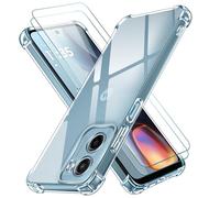 iVoler 3 in 1 Cover per Motorola Moto E15 / G05 con 2 Pezzi Pellicola Vetro Temperato, Trasparente Antiurto Custodia, Sottile Morbida in Silicone TPU Protettiva Case