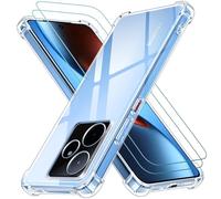 iVoler 3 in 1 Cover per Realme GT 7 / Realme GT 7T con 2 Pezzi Pellicola Vetro Temperato, Custodia Antiurto Anti-Graffio Trasparente, Sottile Morbida in Silicone TPU Protettiva Case