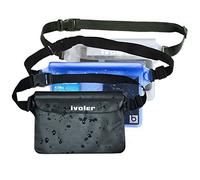 iVoler [3 Pezzi Borsa Impermeabile Custodia Impermeabile con Cintura Vita per Cellulari, Fotocamera, Portafoglio, Sacca Impermeabile Marsupio per Sport Pesca Vela Escursione (Nero+Blu+Trasparente)