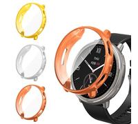 iVoler 3 Pezzi Clear Cover con Pellicola Protettiva per Amazfit Active 2 (Round Edition), Copertura Completa Custodia Anti-Graffio Ultra Sottile Morbida TPU Case, Oro + Argento + Oro Rosa