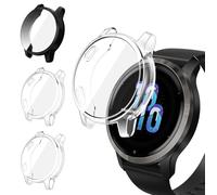 iVoler 3 Pezzi Clear Cover con Pellicola Protettiva per Garmin Vivoactive 4 45mm / Garmin Venu 2 45mm, Copertura Completa Custodia Anti-Graffio Ultra Sottile Morbida TPU Case, 2 Trasparente + 1 Nero