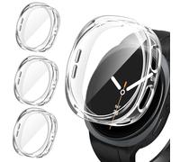 iVoler 3 Pezzi Clear Cover con Pellicola Protettiva per Samsung Galaxy Watch 8 44mm, Copertura Completa Custodia Anti-Graffio Ultra Sottile Morbida TPU Case, Trasparente