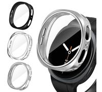 iVoler 3 Pezzi Clear Cover con Pellicola Protettiva per Samsung Galaxy Watch 9/8 40mm, Copertura Completa Custodia Anti-Graffio Ultra Sottile Morbida TPU Case, Trasparente + Nero + Argento