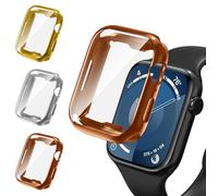 iVoler 3 Pezzi Cover con Pellicola Protettiva per Apple Watch 40mm SE (2025/2022 / 2020) Series 6 5 4, Copertura Completa Custodia Anti-Graffio Sottile Morbida TPU Case, Oro + Argento + Oro Rosa