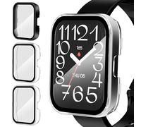 iVoler 3 Pezzi Cover con Vetro Temperato per Amazfit Bip 5 Unity (Non per Amazfit Bip 5), Copertura Completa Custodia Rigida PC, HD Clear Pellicola Protettiva Anti-Graffio Case, 2 Trasparente + 1 Nero