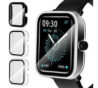 iVoler 3 Pezzi Cover con Vetro Temperato per Amazfit Bip U/Amazfit Bip U PRO, Copertura Completa Custodia Rigida PC, HD Clear Pellicola Protettiva Anti-Graffio Case, 2 Trasparente + 1 Nero