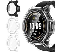 iVoler 3 Pezzi Cover con Vetro Temperato per Amazfit T-Rex 3 PRO 44mm, Copertura Completa Pellicola Protettiva Custodia Antiurto, Sottile Anti-Graffio Rigida Bumper Case, 2 Trasparente + 1 Nero