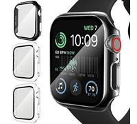 iVoler 3 Pezzi Cover con Vetro Temperato per Apple Watch SE (2025/2022 / 2020) Series 7 6 5 40mm, Copertura Completa Pellicola Protettiva Custodia Antiurto Anti-Graffio Case, 2 Trasparente + 1 Nero