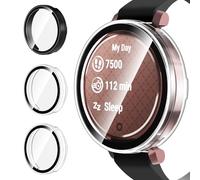iVoler 3 Pezzi Cover con Vetro Temperato per Garmin Lily 2, Copertura Completa Custodia Rigida PC, HD Clear Pellicola Protettiva Anti-Graffio Case, 2 Trasparente + 1 Nero