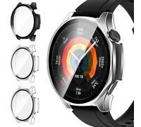 iVoler 3 Pezzi Cover con Vetro Temperato per Huawei Watch GT 5 46mm (Non per Huawei Watch GT 5 41mm), Copertura Completa Custodia Clear Pellicola Protettiva Anti-Graffio Case, 2 Trasparente + 1 Nero
