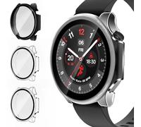 iVoler 3 Pezzi Cover con Vetro Temperato per Oneplus Watch 2 / Oppo Watch X, Copertura Completa Custodia Rigida PC, HD Clear Pellicola Protettiva Anti-Graffio Case, 2 Trasparente + 1 Nero