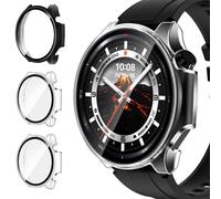 iVoler 3 Pezzi Cover con Vetro Temperato per OnePlus Watch 3 47mm / Oppo Watch X2, Copertura Completa Custodia Rigida PC, HD Clear Pellicola Protettiva Anti-Graffio Case, 2 Trasparente + 1 Nero