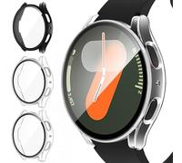 iVoler 3 Pezzi Cover con Vetro Temperato per Samsung Galaxy Watch 7 40mm (Non per Samsung Galaxy Watch 7 44mm), Copertura Completa Custodia Clear Pellicola Protettiva Case, 2 Trasparente + 1 Nero