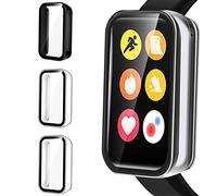 iVoler 3 Pezzi Cover con Vetro Temperato per Xiaomi Mi Band 7 Pro, Copertura Completa Custodia Rigida PC, HD Clear Pellicola Protettiva Anti-Graffio Case, 2 Trasparente + 1 Nero
