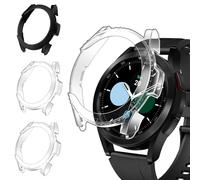 iVoler 3 Pezzi Cover per Samsung Galaxy Watch 4 Classic 46mm, Custodia Antiurto HD Clear, Ultra Sottile Anti-Graffio Rigida PC Bumper Protettiva Case, 2 Trasparente + 1 Nero