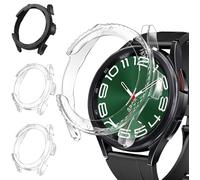 iVoler 3 Pezzi Cover per Samsung Galaxy Watch 6 Classic 47mm, Custodia Antiurto HD Clear, Ultra Sottile Anti-Graffio Rigida PC Bumper Protettiva Case, 2 Trasparente + 1 Nero