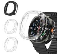iVoler 3 Pezzi Cover per Samsung Galaxy Watch Ultra 47mm 2025/2024, Custodia Antiurto HD Clear, Ultra Sottile Anti-Graffio Rigida PC Bumper Protettiva Case, 2 Trasparente + 1 Nero