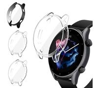 iVoler 3 Pezzi HD Clear Cover con Pellicola Protettiva per Amazfit GTR 3 / Amazfit GTR 3 Pro, Copertura Completa Custodia Anti-Graffio Ultra Sottile Morbida TPU Case, 2 Trasparente + 1 Nero
