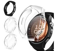 iVoler 3 Pezzi HD Clear Cover con Pellicola Protettiva per Huawei Watch 5 46mm, Copertura Completa Custodia Anti-Graffio Ultra Sottile Morbida TPU Case, 2 Trasparente + 1 Nero