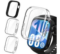iVoler 3 Pezzi HD Clear Cover con Pellicola Protettiva per Huawei Watch Fit 4, Copertura Completa Custodia Anti-Graffio Ultra Sottile Morbida TPU Case, 2 Trasparente + 1 Nero