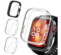 iVoler 3 Pezzi HD Clear Cover con Pellicola Protettiva per Huawei Watch Fit 4 Pro, Copertura Completa Custodia Anti-Graffio Ultra Sottile Morbida TPU Case, 2 Trasparente + 1 Nero