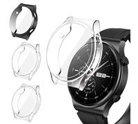 iVoler 3 Pezzi HD Clear Cover con Pellicola Protettiva per Huawei Watch GT 2 Pro, Copertura Completa Custodia Anti-Graffio Ultra Sottile Morbida TPU Case, 2 Trasparente + 1 Nero