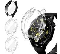 iVoler 3 Pezzi HD Clear Cover con Pellicola Protettiva per Huawei Watch GT 4 46mm, Copertura Completa Custodia Anti-Graffio Ultra Sottile Morbida TPU Case, 2 Trasparente + 1 Nero