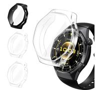 iVoler 3 Pezzi HD Clear Cover con Pellicola Protettiva per Huawei Watch GT 6 Pro 46mm, Copertura Completa Custodia Anti-Graffio Ultra Sottile Morbida TPU Case, 2 Trasparente + 1 Nero
