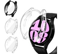 iVoler 3 Pezzi HD Clear Cover con Pellicola Protettiva per Samsung Galaxy Watch 6 40mm, Copertura Completa Custodia Anti-Graffio Ultra Sottile Morbida TPU Case, 2 Trasparente + 1 Nero