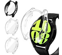 iVoler 3 Pezzi HD Clear Cover con Pellicola Protettiva per Samsung Galaxy Watch 6 44mm, Copertura Completa Custodia Anti-Graffio Ultra Sottile Morbida TPU Case, 2 Trasparente + 1 Nero